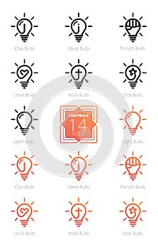 Business inspiration lightbulb set, idea, creative and human genius mind