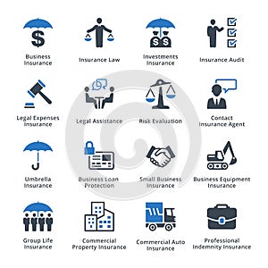 Business Insurance Icons - Blue Series