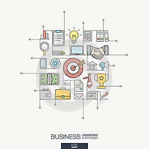 Business integrated thin line symbols. Modern color style vector concept