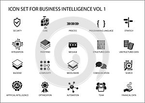 Business intelligence BI icon set