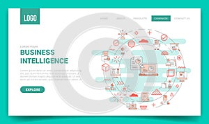 business intelligence concept with circle icon for website template or landing page homepage