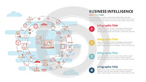 business intelligence concept for infographic template banner with four point list information