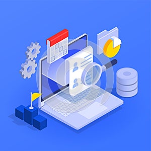 Business Intelligence Isometric Composition