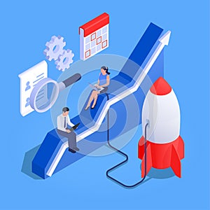 Business Intelligence Isometric Composition