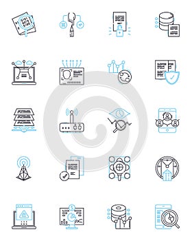 Business intelligence linear icons set. Analytics, Reporting, Dashboards, Metrics, Insights, Visualization, Data line