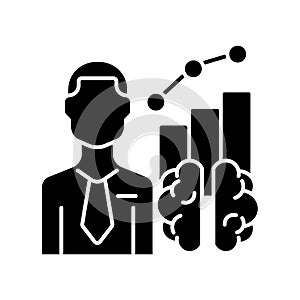 Business intelligence manager black glyph icon