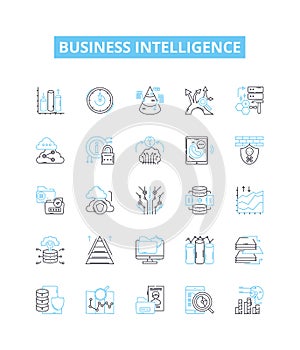 Business intelligence vector line icons set. Business, Intelligence, Analytics, Data, Technology, Decision-making