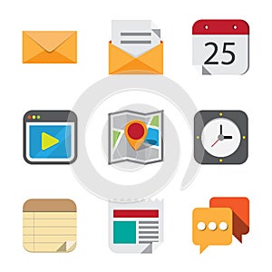 Business and interface flat icons set.