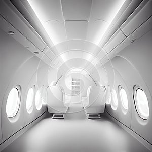 Business Interior Jet Airplane in white color.