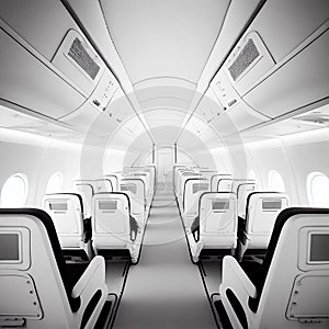 Business Interior Jet Airplane in white color.