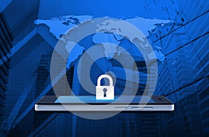 Business internet security and safety online concept, Elements of this image furnished by NASA