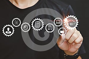 Business internet of things IoT new technology big data cloud database information storage digital concept