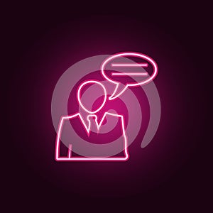 business interview icon. Elements of HR & Heat hunting in neon style icons. Simple icon for websites, web design, mobile app, info