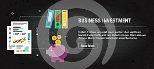Business investment, banner internet with icons in vector