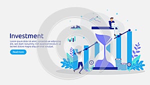 Business investment concept. Returns on investment graphic chart. Financial growth rising up to success. web landing page template