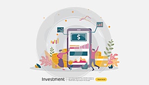 Business investment concept. Returns on investment graphic chart. Financial growth rising up to success. web landing page template