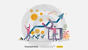Business investment concept. Returns on investment graphic chart. Financial growth rising up to success. web landing page template