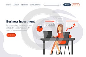 Business Investment Landing Page Template, Business Analysis, Marketing Strategy design for Website, Mobile App Flat