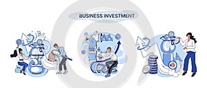 Business investment metaphor. Investment capital profit and income multiplying. Buying shares and funds, modern economy