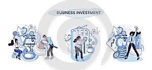 Business investment metaphor. Investment capital profit and income multiplying. Buying shares and funds, modern economy