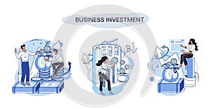 Business investment metaphor. Investment capital profit and income multiplying. Buying shares and funds, modern economy