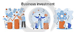 Business investment metaphor. Investment capital profit and income multiplying. Buying shares and funds, modern economy