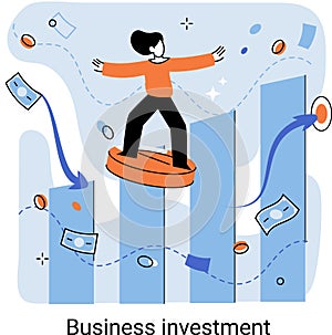 Business investment metaphor. Investment capital profit and income multiplying. Buying shares and funds, modern economy