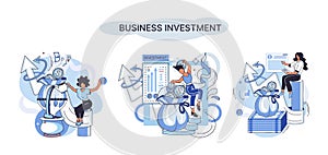 Business investment metaphor. Investment capital profit and income multiplying. Buying shares and funds, modern economy