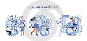 Business investment metaphor. Investment capital profit and income multiplying. Buying shares and funds, modern economy