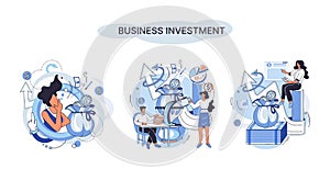 Business investment metaphor. Investment capital profit and income multiplying. Buying shares and funds, modern economy