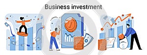 Business investment metaphor. Investment capital profit and income multiplying. Buying shares and funds, modern economy