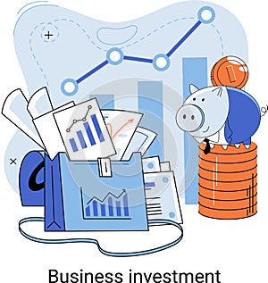 Business investment metaphor. Investment capital profit and income multiplying. Buying shares and funds, modern economy