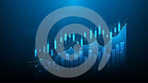 business investment trading stock on blue dark background. chart increase digital technology. financial data strategy. market