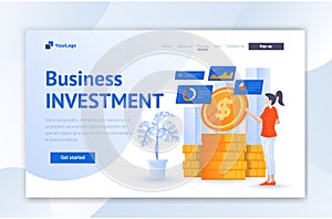 Business Investment Web Ui Landing page Design .Modern Flat illustration Vector Ui Template