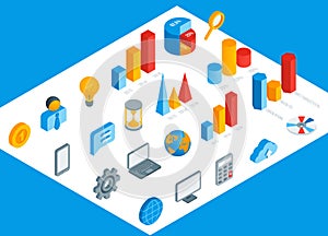 Business isometric icons set