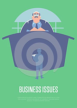 Business issues banner with big boss