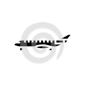 business jet airplane aircraft glyph icon vector illustration