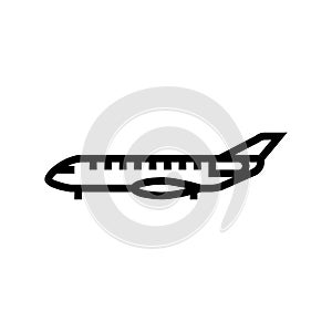 business jet airplane aircraft line icon vector illustration