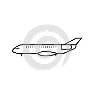 business jet airplane aircraft line icon vector illustration