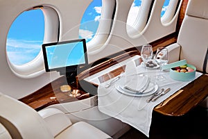 Business Jet airplane interior