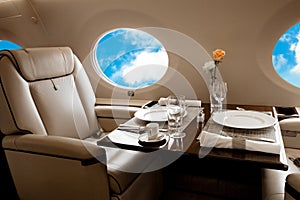 Business Jet airplane interior