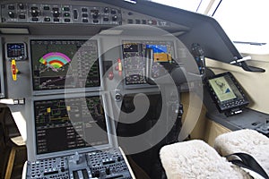 Business jet cockpit photo