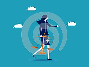Business justice. Businesswoman holding scales. vector. business concept