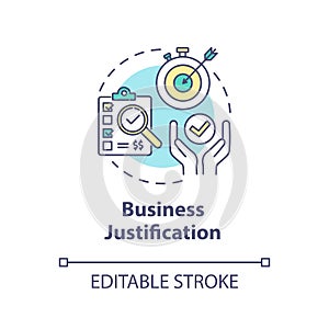 Business justification concept icon