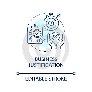 Business justification turquoise concept icon