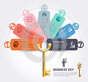 Business key concept infographics design template.