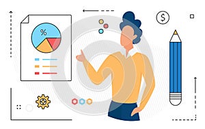 Business kpi digital technology, data report analysis process, businessman consulting