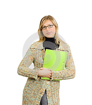 business lady - formal glasses and folder