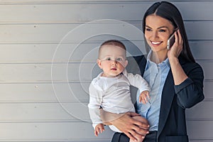 Business lady with her baby