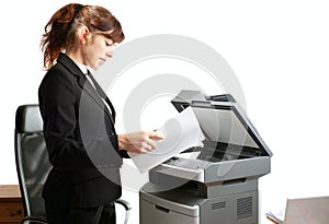 Business lady with a printer